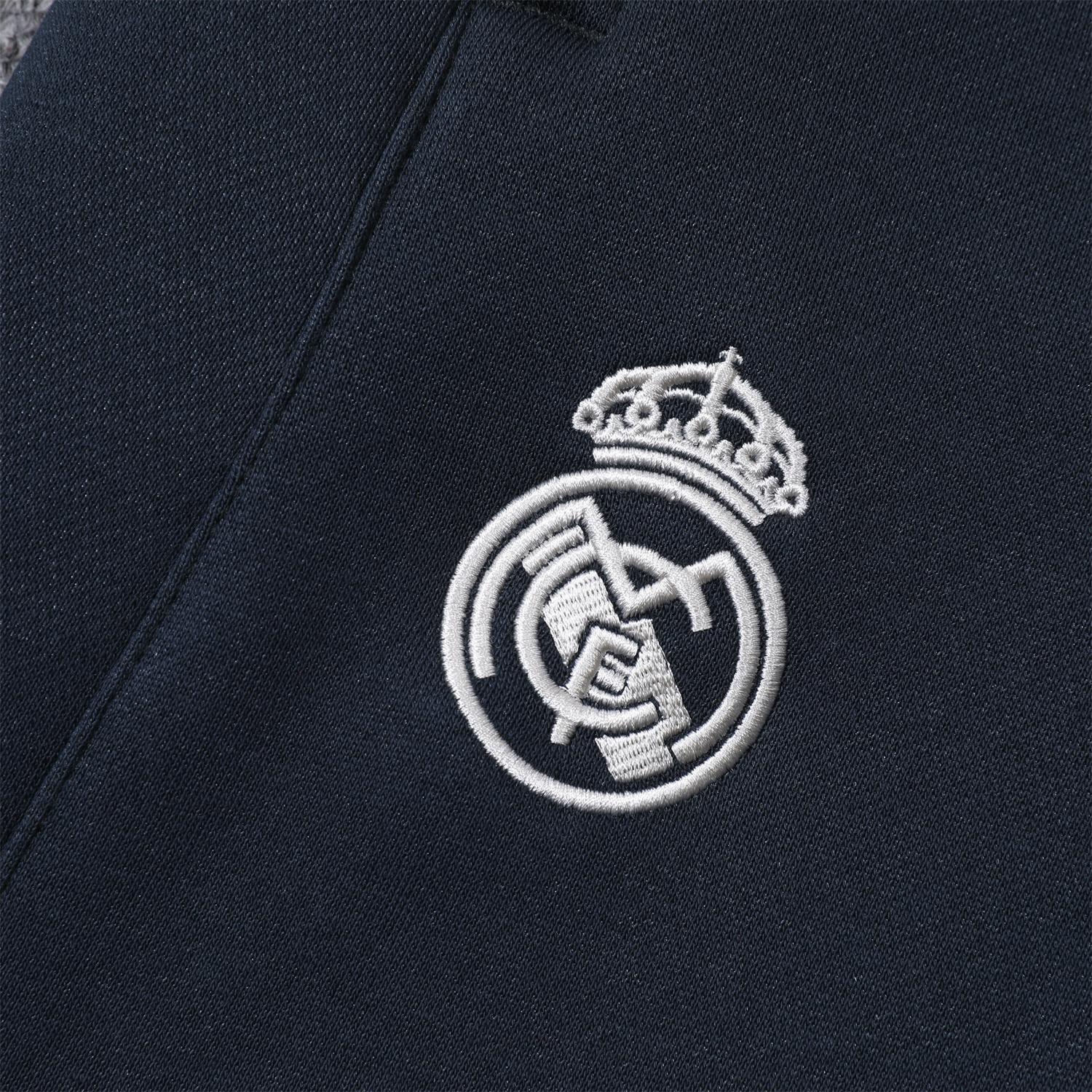 JerseysGala.com | Real Madrid 24-25 Fleece-Lined Training Hoodie Set - Light Pink Hoodie and Deep Grey Pants -Customize Name, Number and Patch | Worldwide Shipping