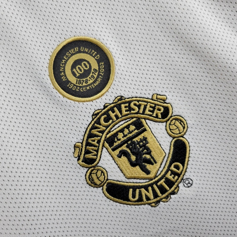 SIUjerseys-Retro Manchester United 01-02 100th Anniversary Long Sleeve Special Edition Jersey
