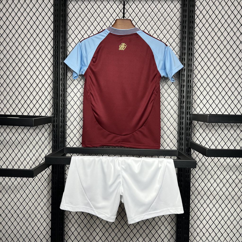 JerseysGala.com | Aston Villa 24-25 Home Stadium Kids Kit -Customize Name, Number and Patch | Worldwide Shipping
