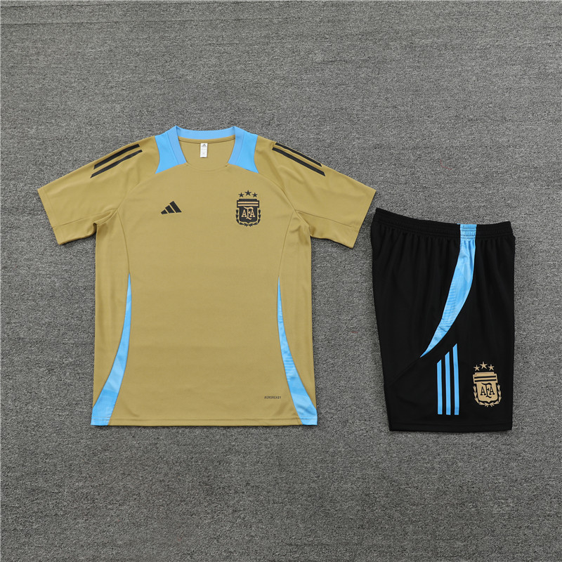 ManixJersey.com | Argentina 2024 Short-Sleeve Training Set - Gold -Customize Name, Number and Patch | Worldwide Shipping