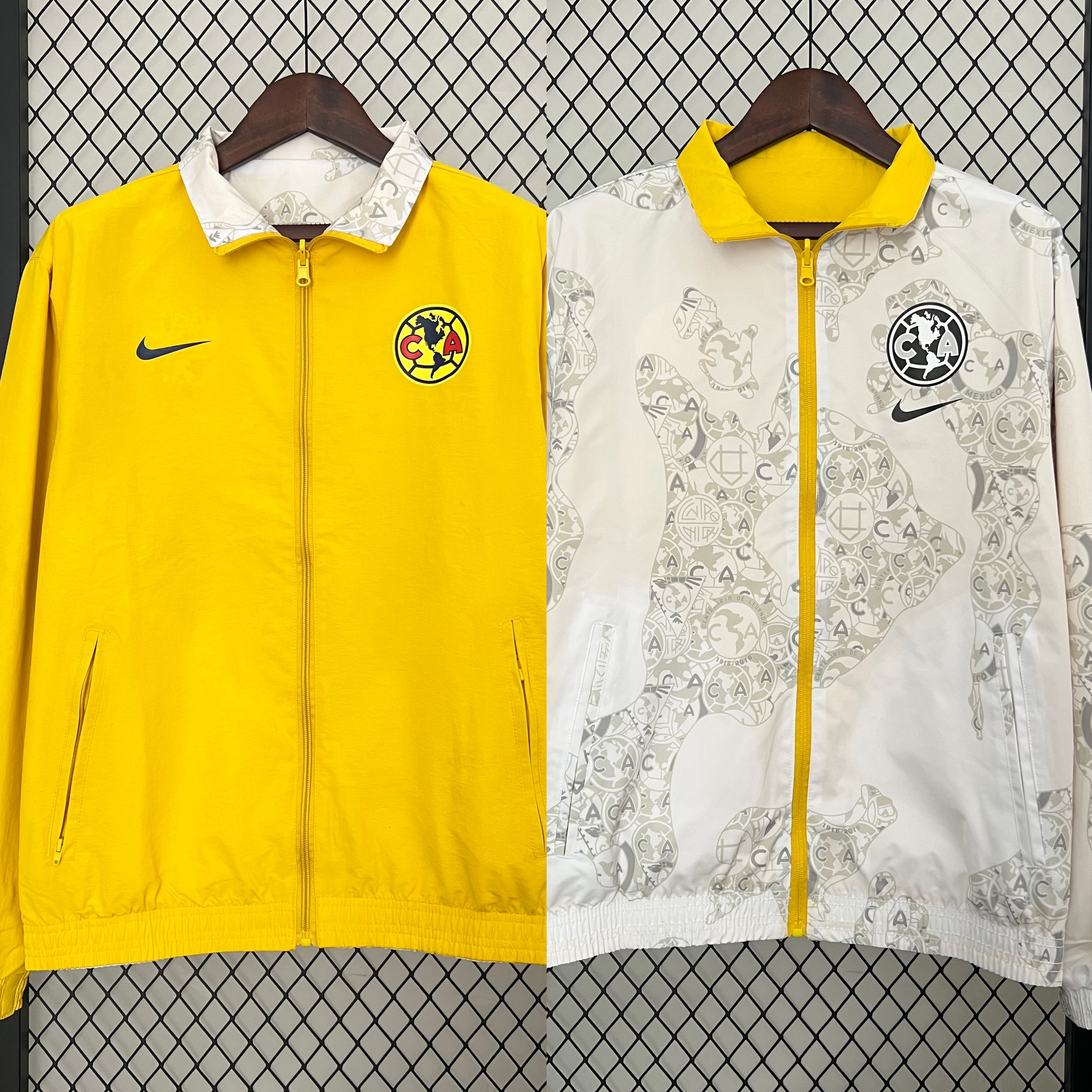 unitedfutballjersey-Club América 24-25 Double Sided Reversible Windbreaker - Yellow & White
