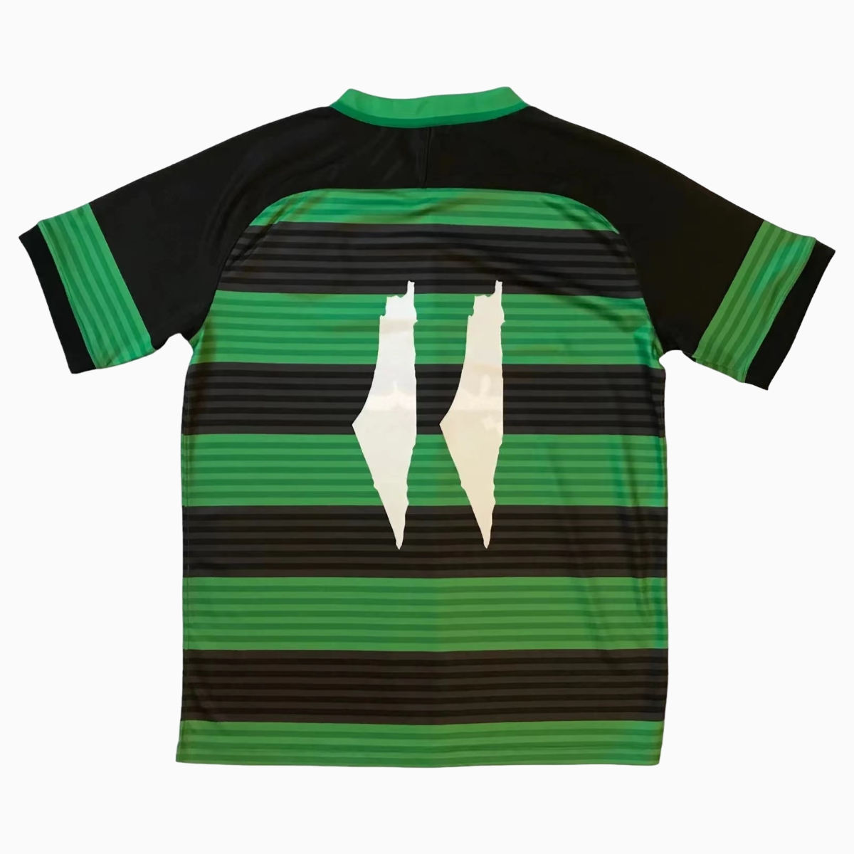 SIUjerseys-FC Palestina 24 - 25 Black and Green Horizontal Striped Jersey - With Arabic and Patterns