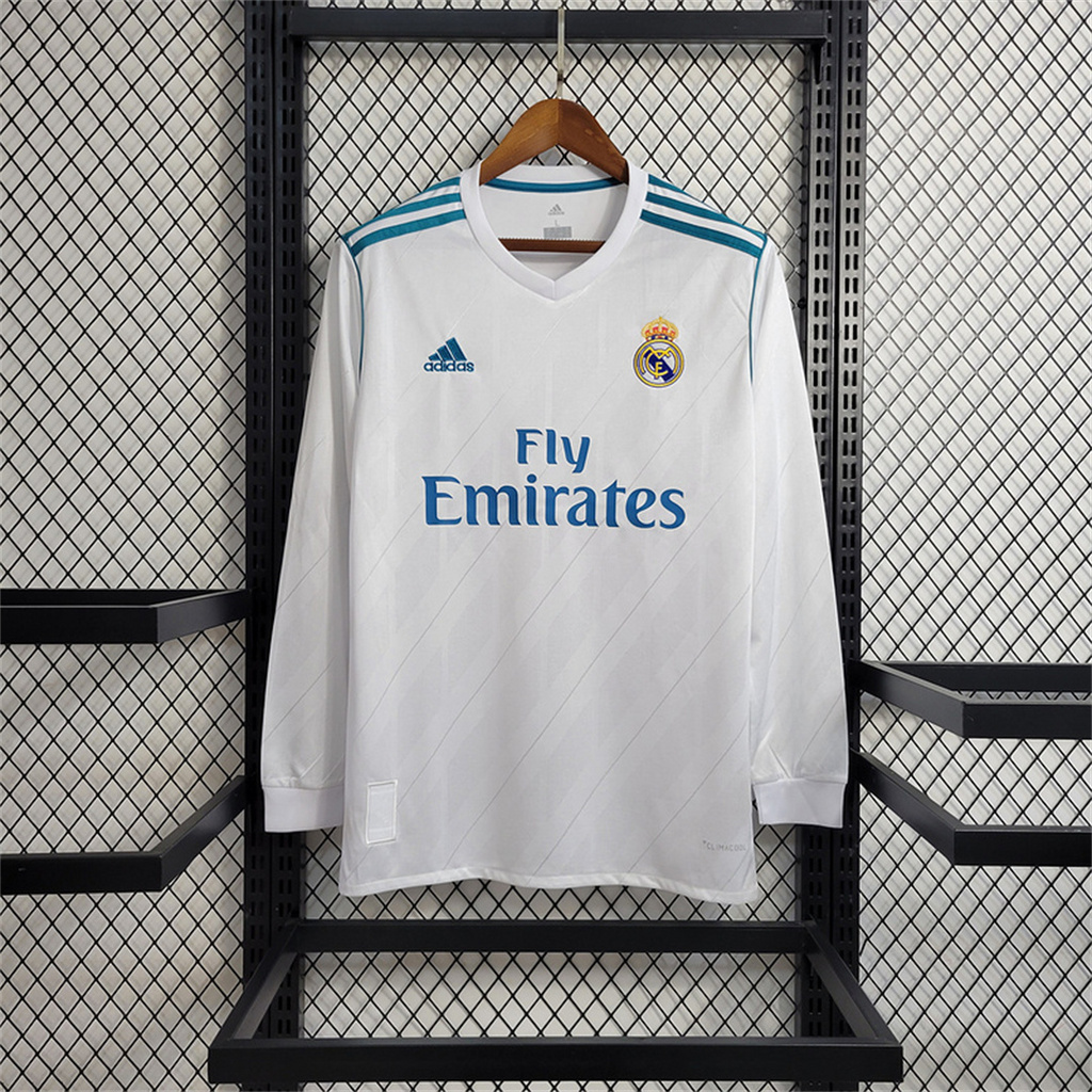 ManixJersey.com | Retro Real Madrid 17-18 Home Long Sleeve Jersey - with Champions League Final Final -Customize Name, Number and Patch | Worldwide Shipping
