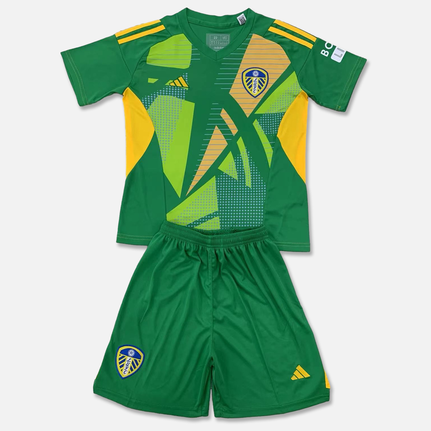 ManixJersey.com | Leeds United 24-25 Fruit Green Goalkeeper Kids Kit -Customize Name, Number and Patch | Worldwide Shipping