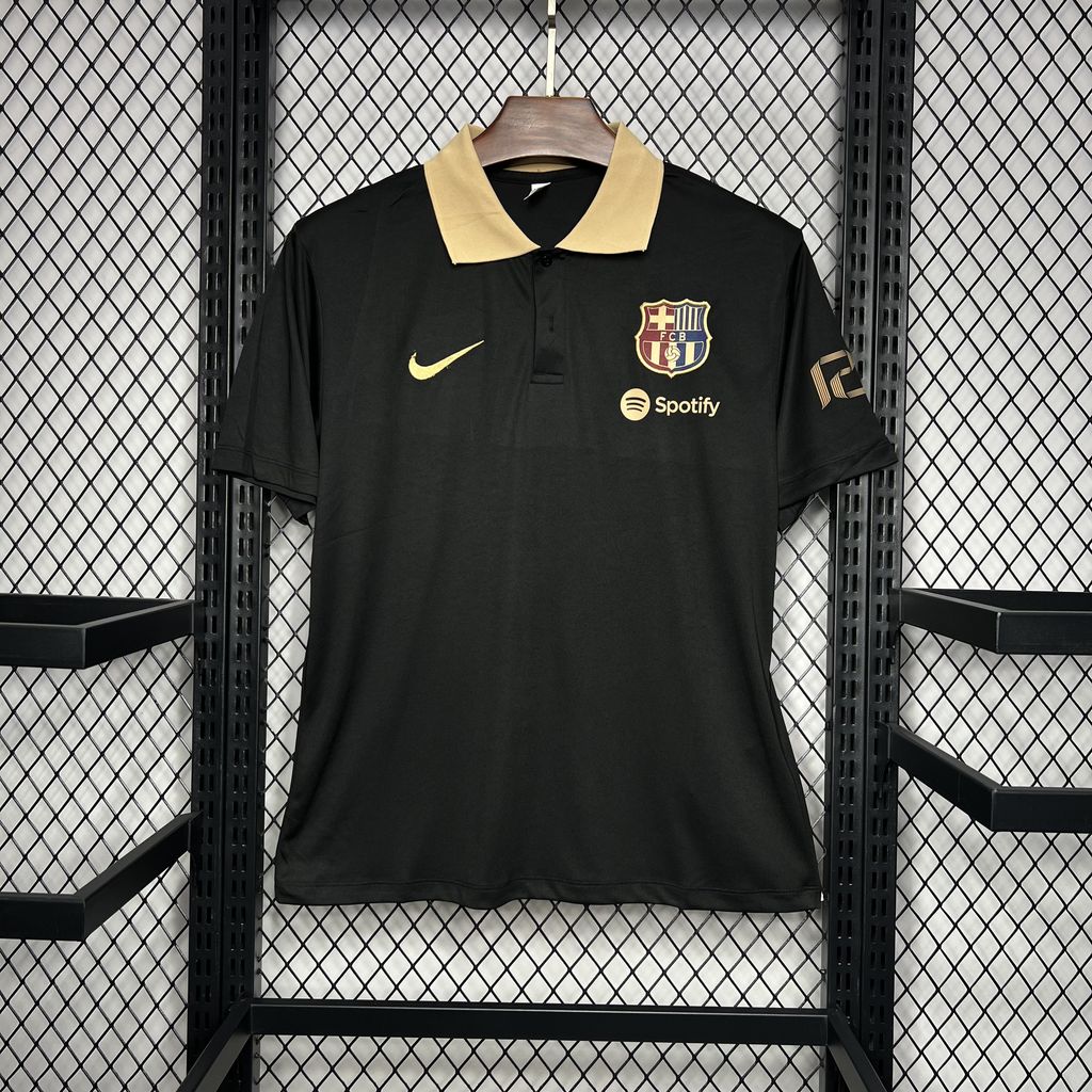 foot-Barcelona 24-25 Black Gold Polo Shirt - Fans Version