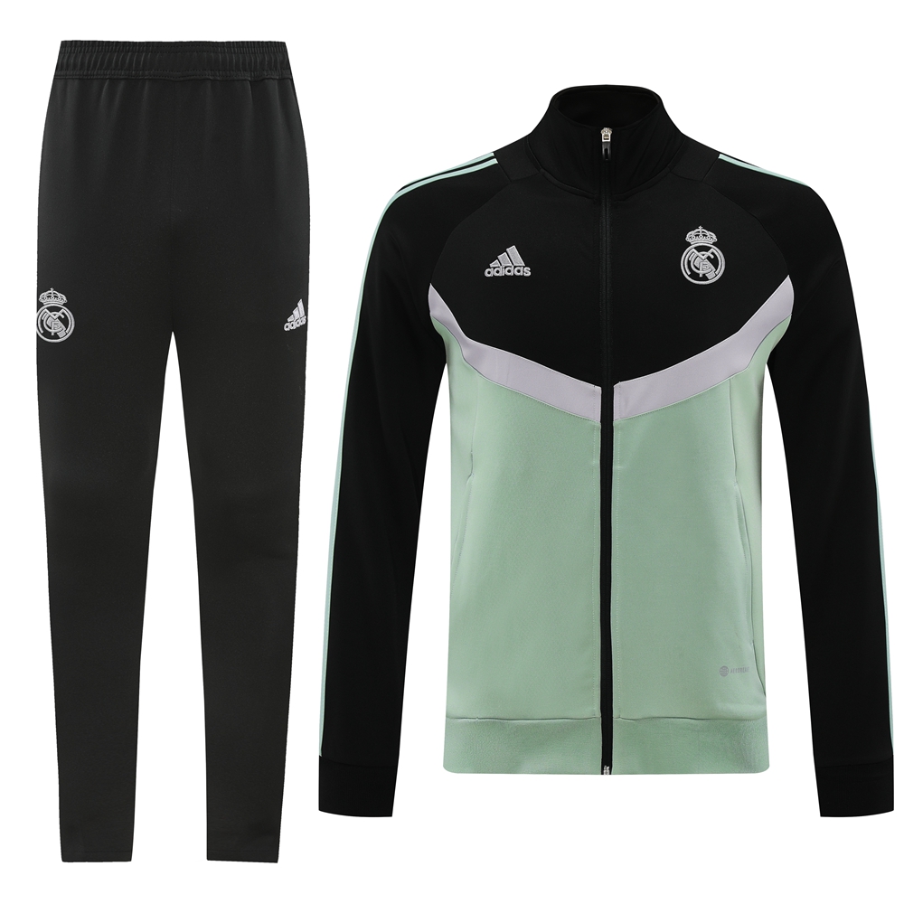 JerseysGala.com | Real Madrid 24-25 Originals LFSTLR Jacket Training Tracksuit - Black and Light Green -Customize Name, Number and Patch | Worldwide Shipping