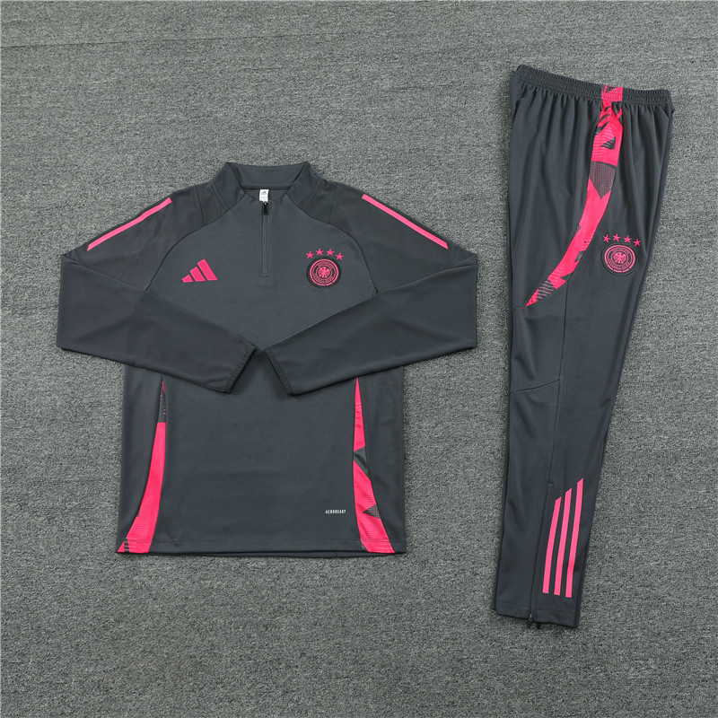 ManixJersey.com | Germany 2024 Long Sleeve Training Set - Dark Gray With Pink -Customize Name, Number and Patch | Worldwide Shipping