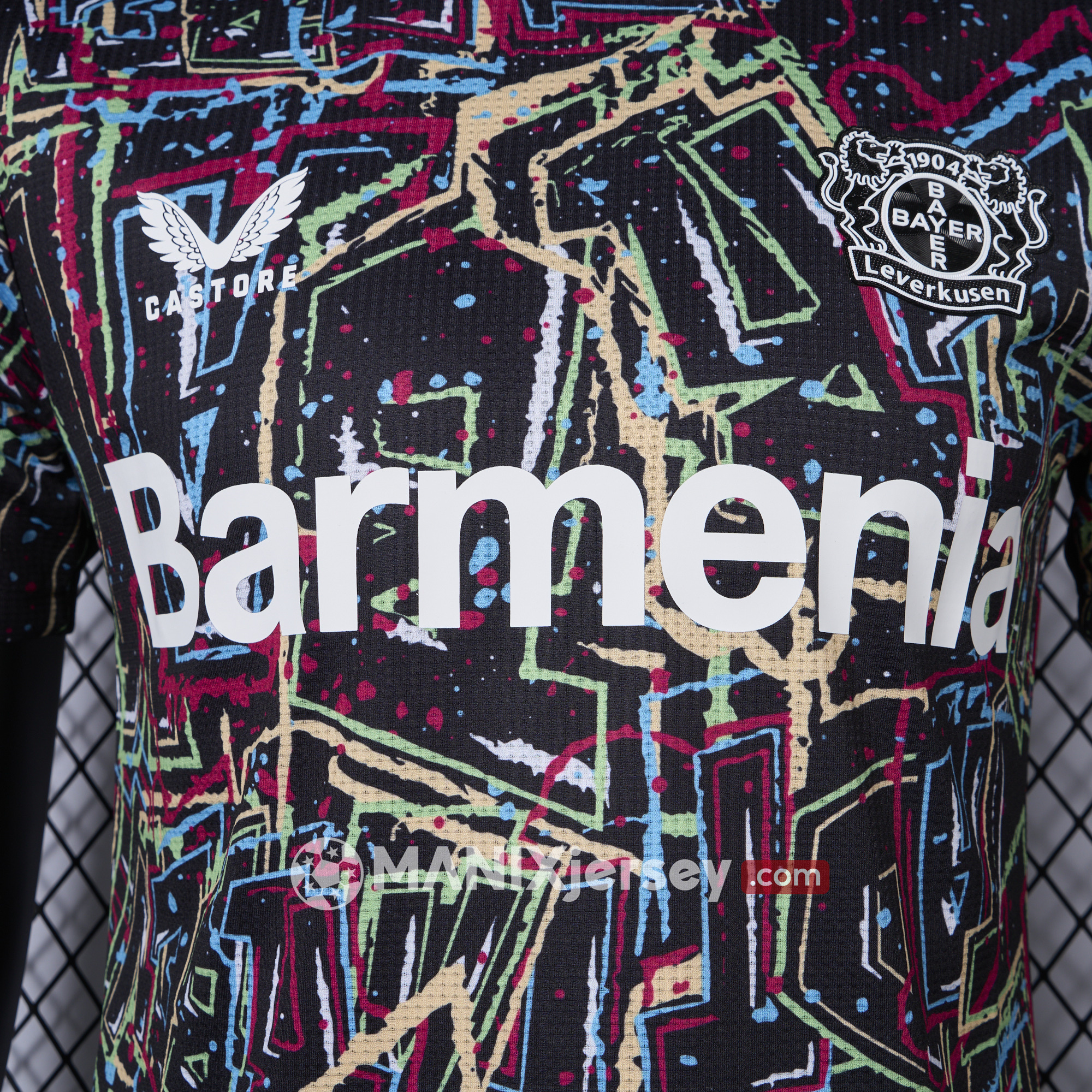 ManixJersey.com | Bayer 04 Leverkusen 24-25 Black Graffiti Special Edition Jersey - Player Version -Customize Name, Number and Patch | Worldwide Shipping