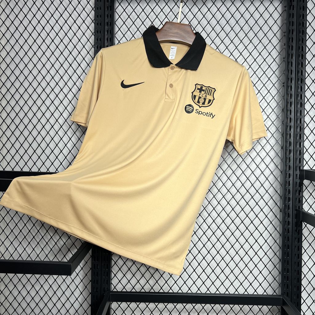 SIUjerseys-Barcelona 24-25 Gold Polo Shirt - Fans Version