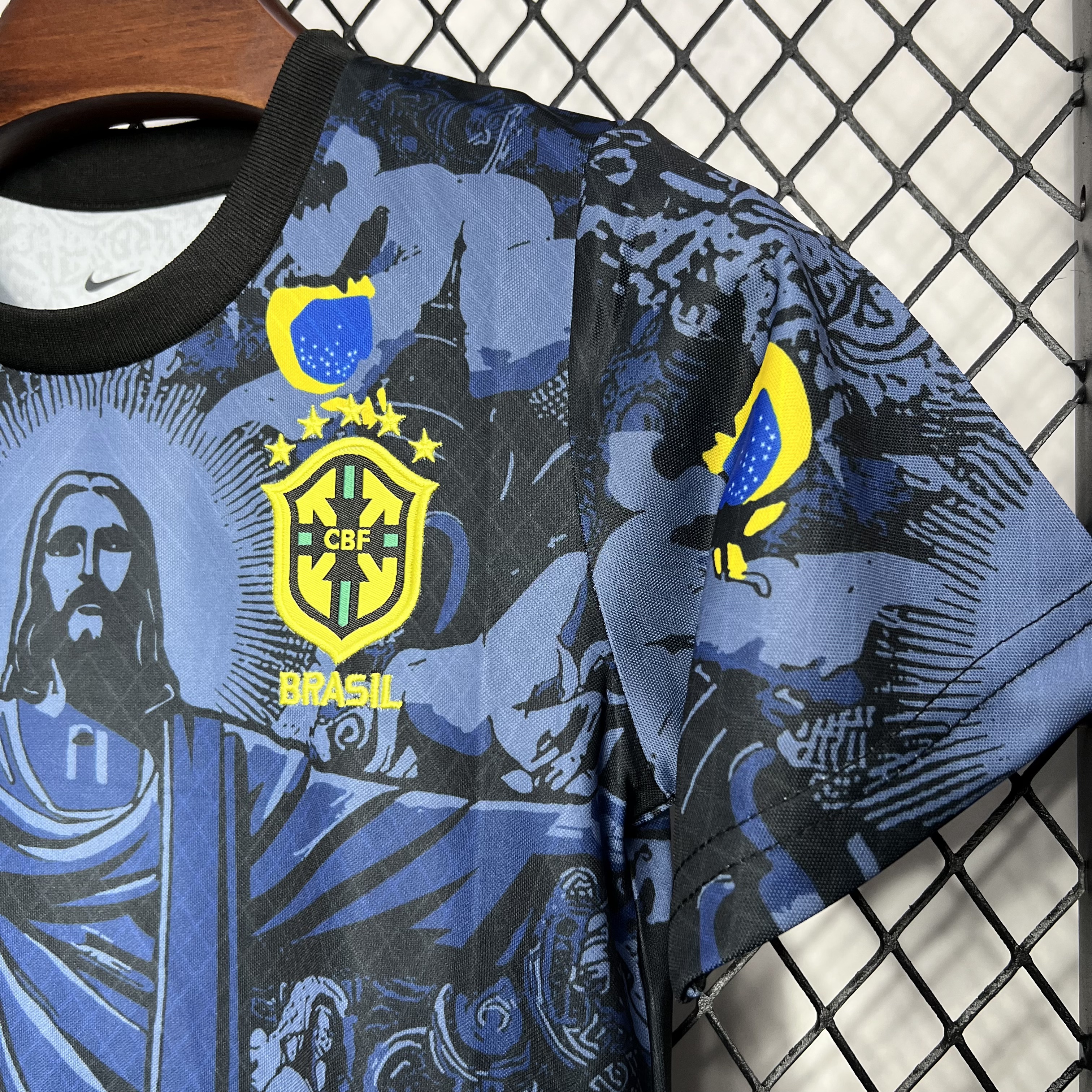 SIUjerseys-Brazil 2024 Christ the Redeemer Statue Kids Kit - Dark Blue
