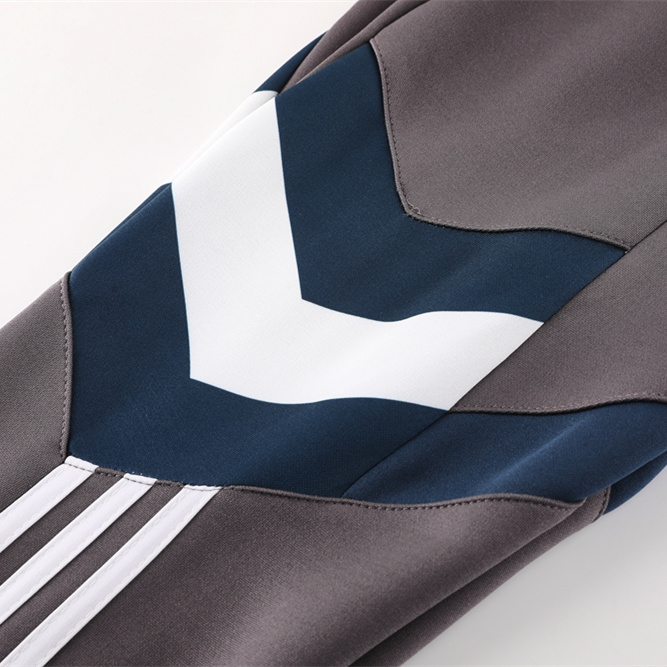 JerseysGala.com | Real Madrid 24-25 Trefoil Vintage Jacket Training Tracksuit - Grey -Customize Name, Number and Patch | Worldwide Shipping