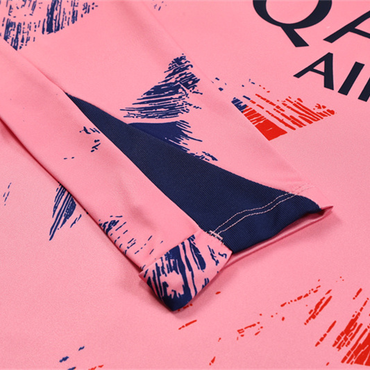 JerseysGala.com | Paris Saint-Germain PSG 24-25 Kids Long Sleeve Training Set - Pink -Customize Name, Number and Patch | Worldwide Shipping