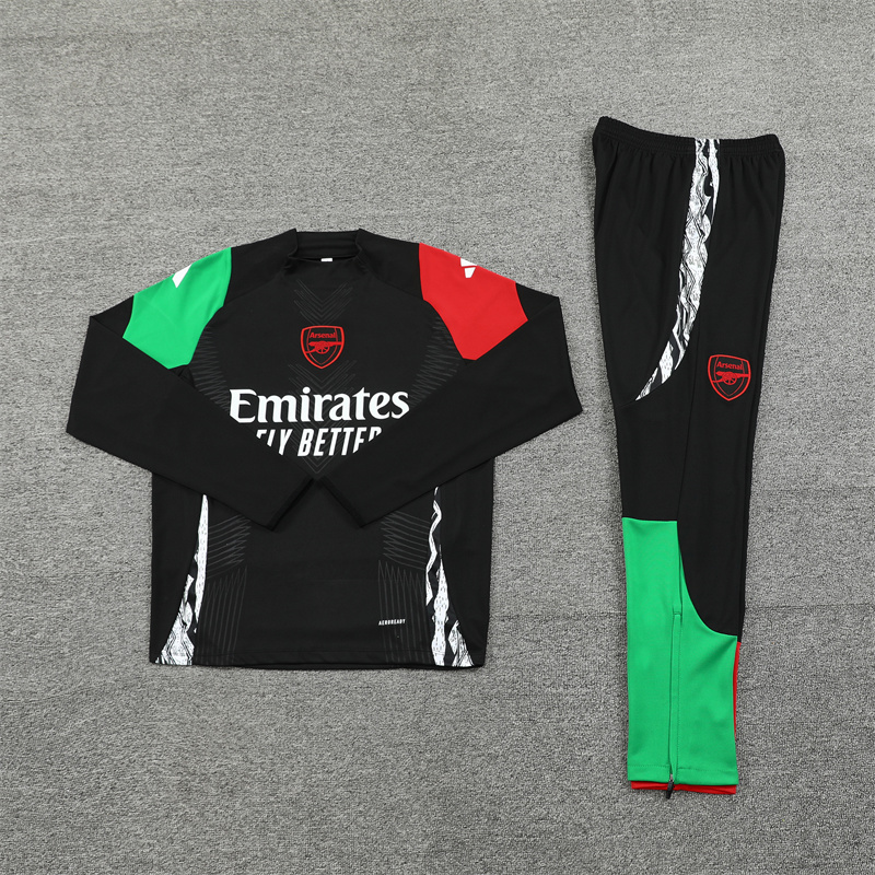 JerseysGala.com | Arsenal 24-25 Long Sleeve Training Set - Player Version - Black -Customize Name, Number and Patch | Worldwide Shipping