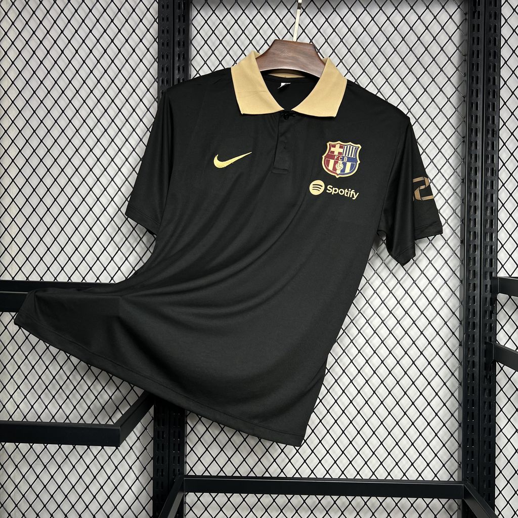 foot-Barcelona 24-25 Black Gold Polo Shirt - Fans Version