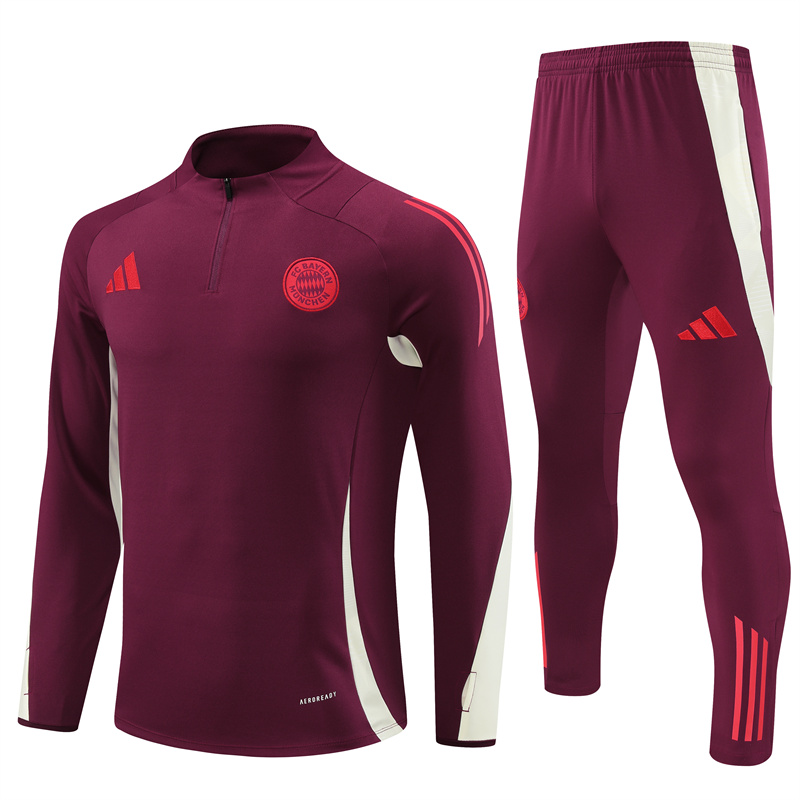 JerseysGala.com | Bayern Munich 24-25 Long Sleeve Training Set - Red -Customize Name, Number and Patch | Worldwide Shipping