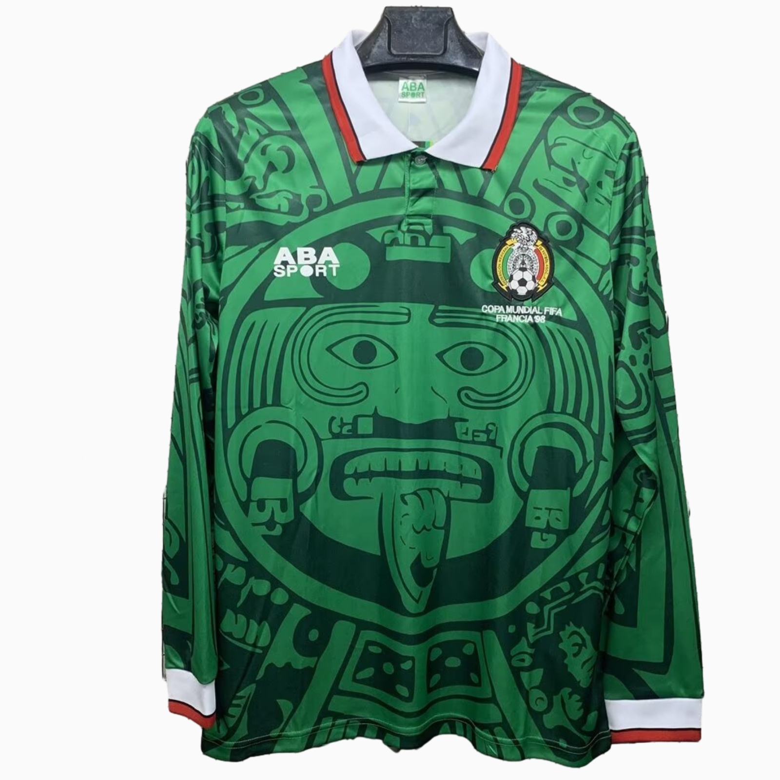 ManixJersey.com | Retro Mexico 1998 Home Long Sleeves Jersey -Customize Name, Number and Patch | Worldwide Shipping
