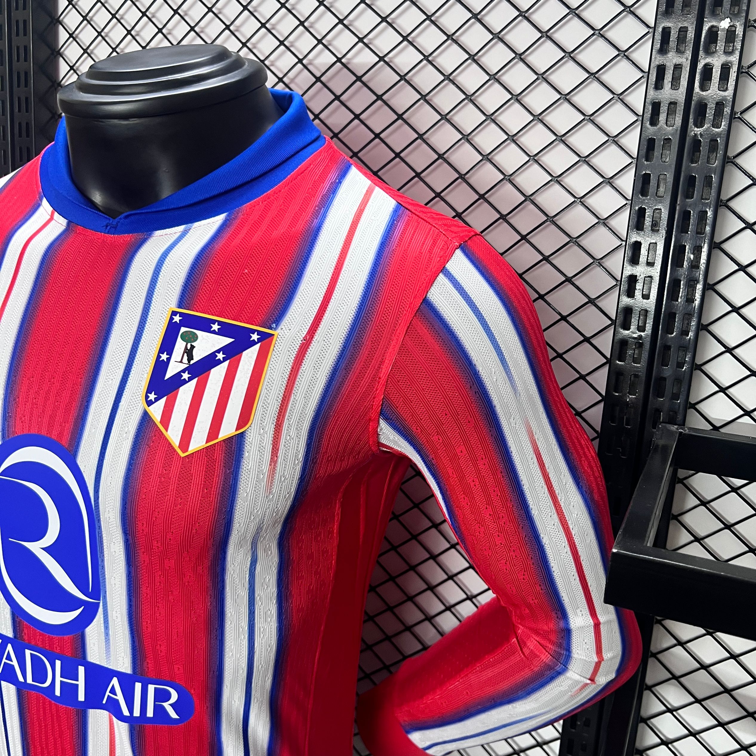 JerseysGala.com | Atletico Madrid 24-25 Home Long Sleeve Jersey - Player Version -Customize Name, Number and Patch | Worldwide Shipping