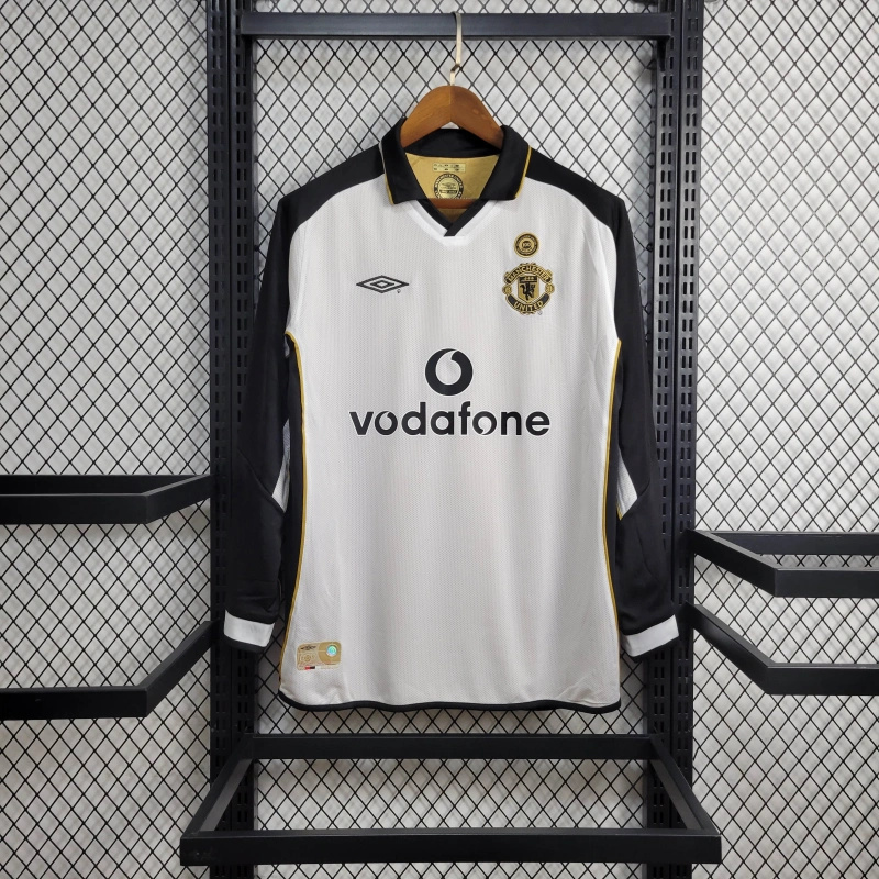 SIUjerseys-Retro Manchester United 01-02 100th Anniversary Long Sleeve Special Edition Jersey