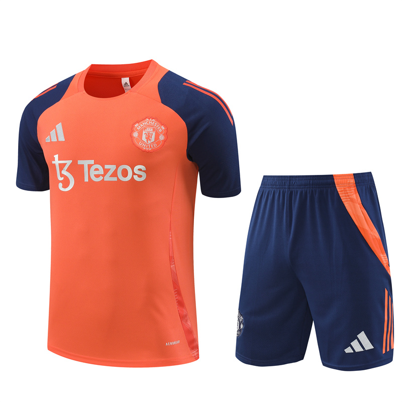ManixJersey.com | Manchester United 24-25 Short-Sleeve Training Kids Kit - Orange -Customize Name, Number and Patch | Worldwide Shipping
