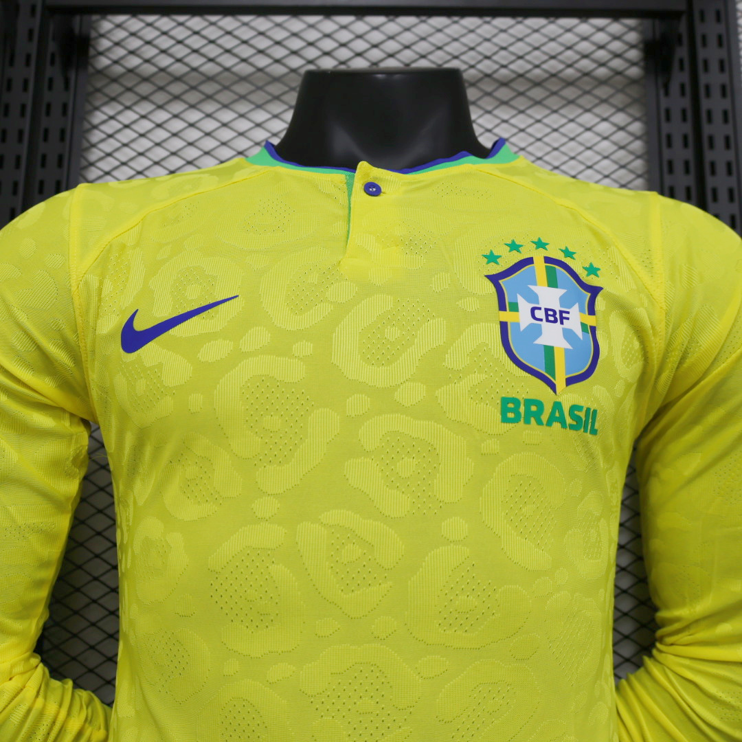 unitedfutballjersey-Brazil 22-23 Home Long Sleeve Jersey - Player Version