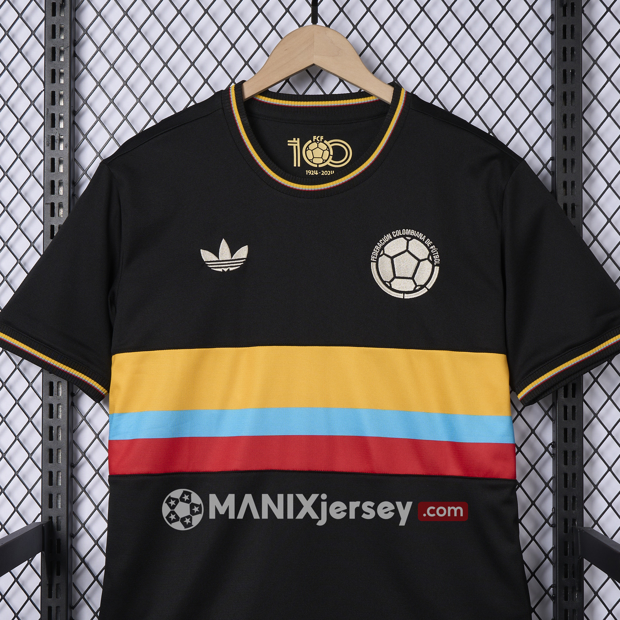 ManixJersey.com | Colombia 2024 100th Anniversary Black Jersey - Fans Version -Customize Name, Number and Patch | Worldwide Shipping