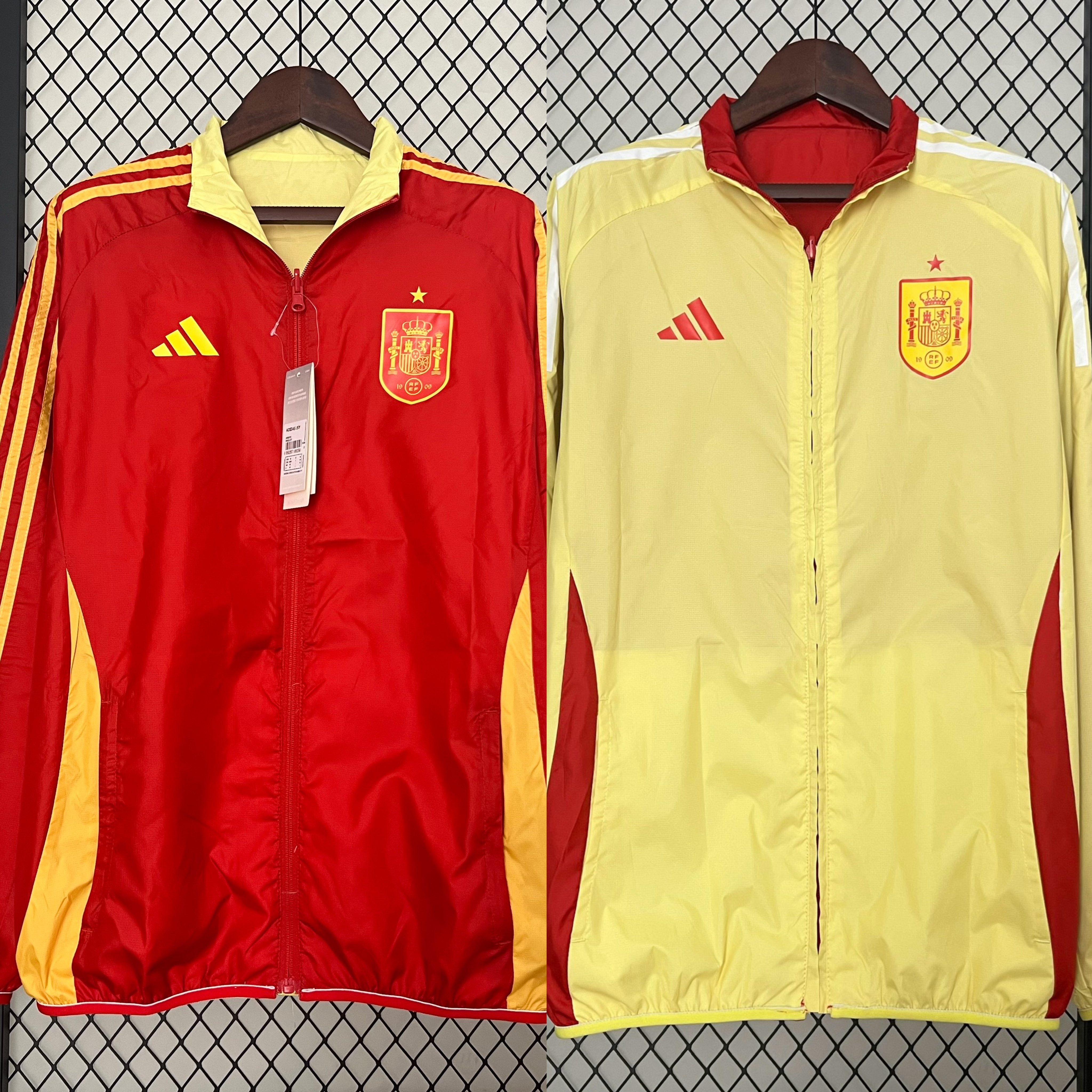 JerseysGala.com | Spain 2024 Double Sided Reversible Windbreaker - Red & Yellow -Customize Name, Number and Patch | Worldwide Shipping