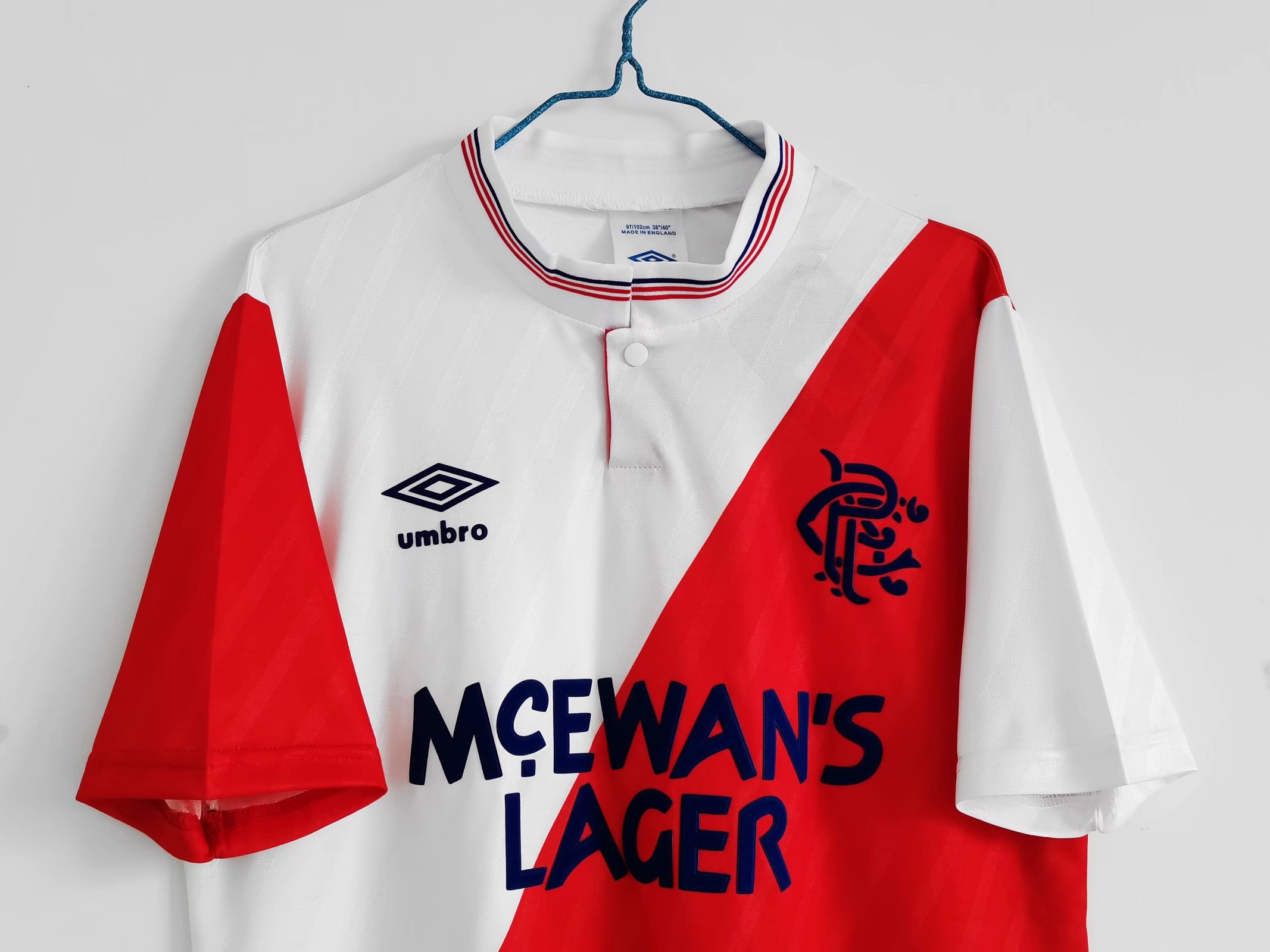 ManixJersey.com | Retro Glasgow Rangers 1987-88 Away Stadium Jersey -Customize Name, Number and Patch | Worldwide Shipping