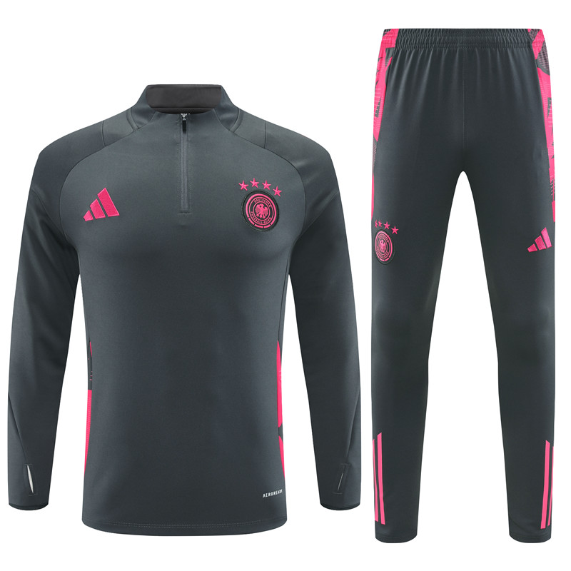 ManixJersey.com | Germany 2024 Long Sleeve Training Set - Dark Gray With Pink -Customize Name, Number and Patch | Worldwide Shipping