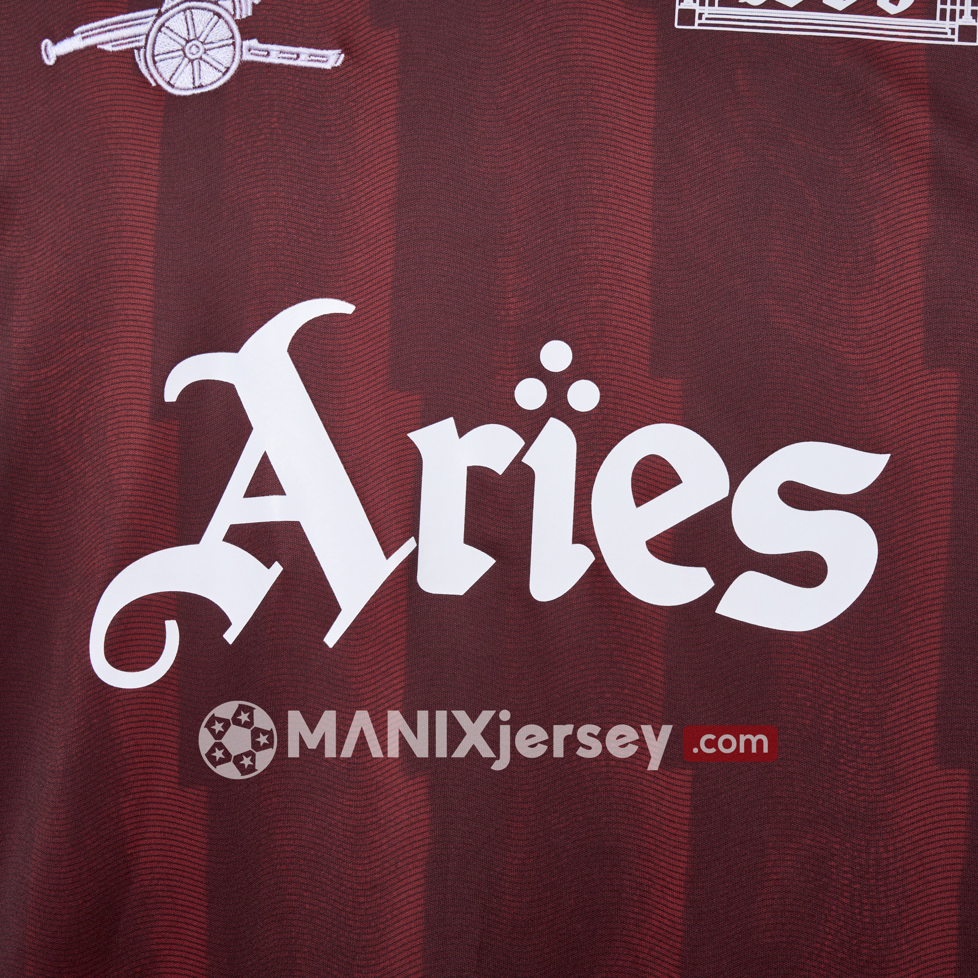 ManixJersey.com | Arsenal x Aries 24-25 Vintage Red T-shirts -Customize Name, Number and Patch | Worldwide Shipping
