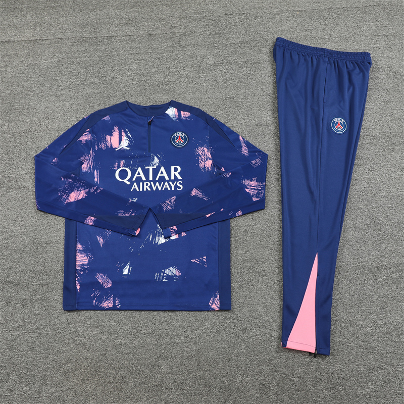 JerseysGala.com | Paris Saint-Germain PSG 24-25 Kids Long Sleeve Training Set - Royal Blue -Customize Name, Number and Patch | Worldwide Shipping