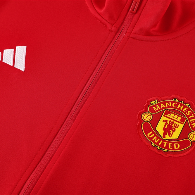 ManixJersey.com | Manchester United 24-25 Jacket Training Tracksuit - Red Top and Black Pants -Customize Name, Number and Patch | Worldwide Shipping