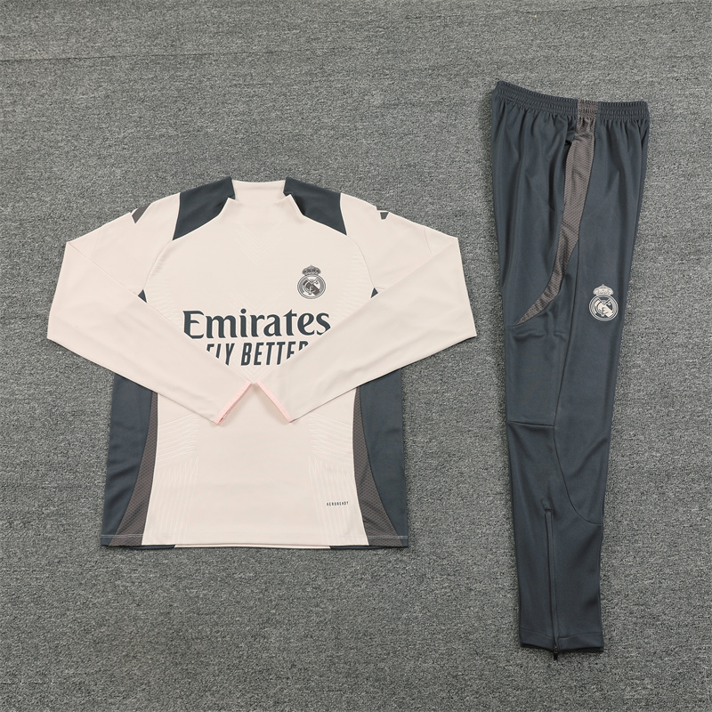 JerseysGala.com | Real Madrid 24-25 Long Sleeve Training Set - Player Version - Apricot -Customize Name, Number and Patch | Worldwide Shipping