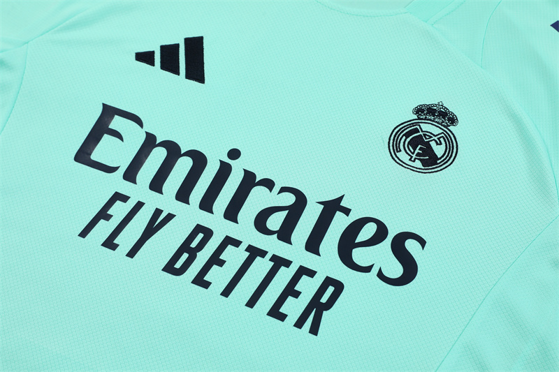 ManixJersey.com | Real Madrid 24-25 Short-Sleeve Training Kids Kit - Lake Blue -Customize Name, Number and Patch | Worldwide Shipping
