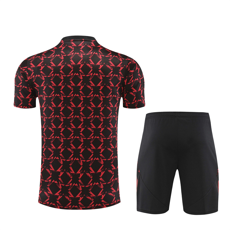 ManixJersey.com | Manchester United 24-25 Short-Sleeve Training Kids Kit - Black Red Camouflage -Customize Name, Number and Patch | Worldwide Shipping