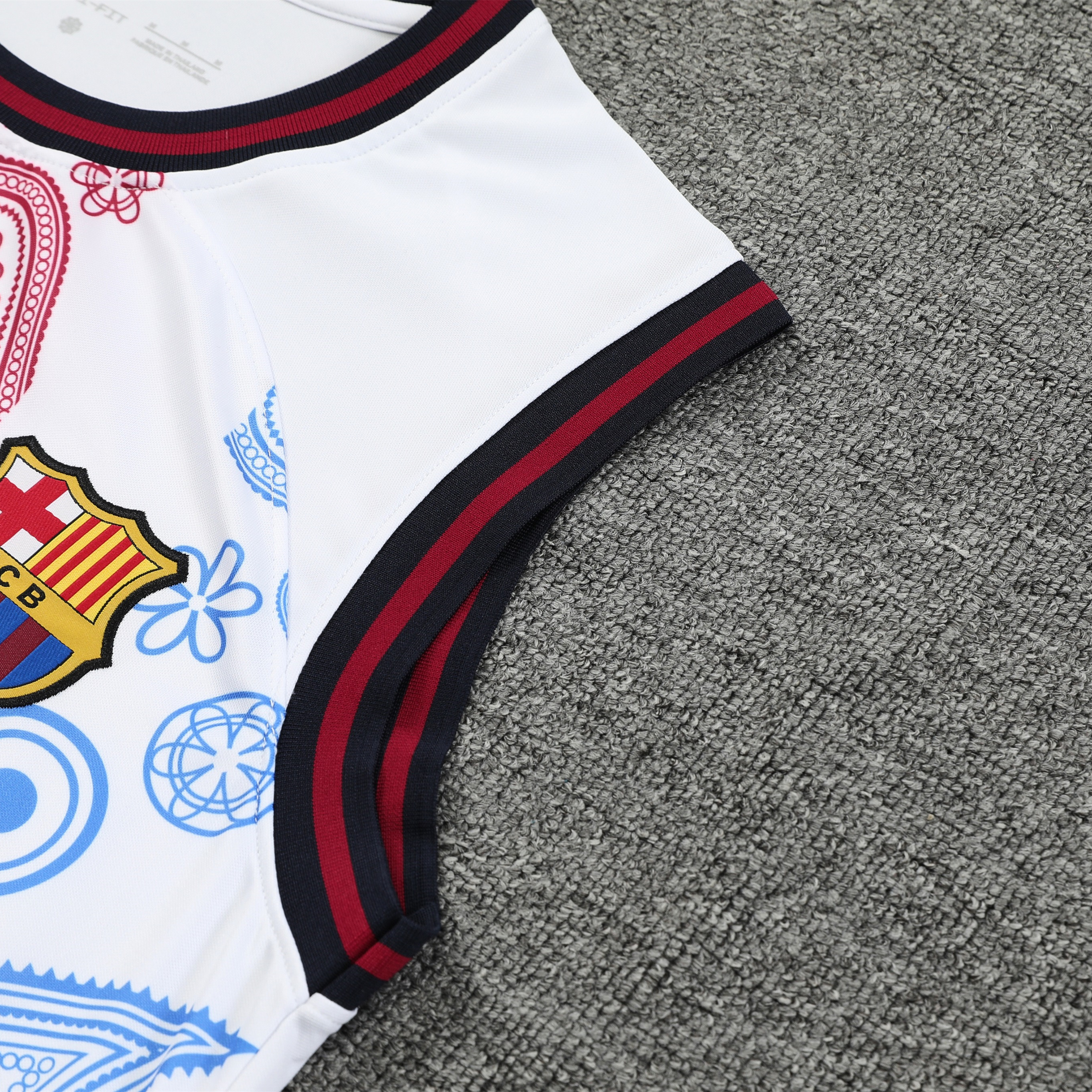 ManixJersey.com | Barcelona 24-25 Training Vest Suit - White with Pattern -Customize Name, Number and Patch | Worldwide Shipping