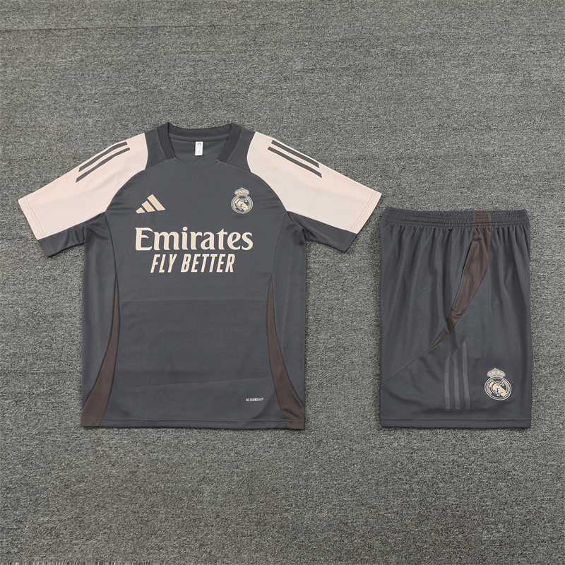 ManixJersey.com | Real Madrid 24-25 Kids Short-Sleeve Training Set - Deep Grey -Customize Name, Number and Patch | Worldwide Shipping