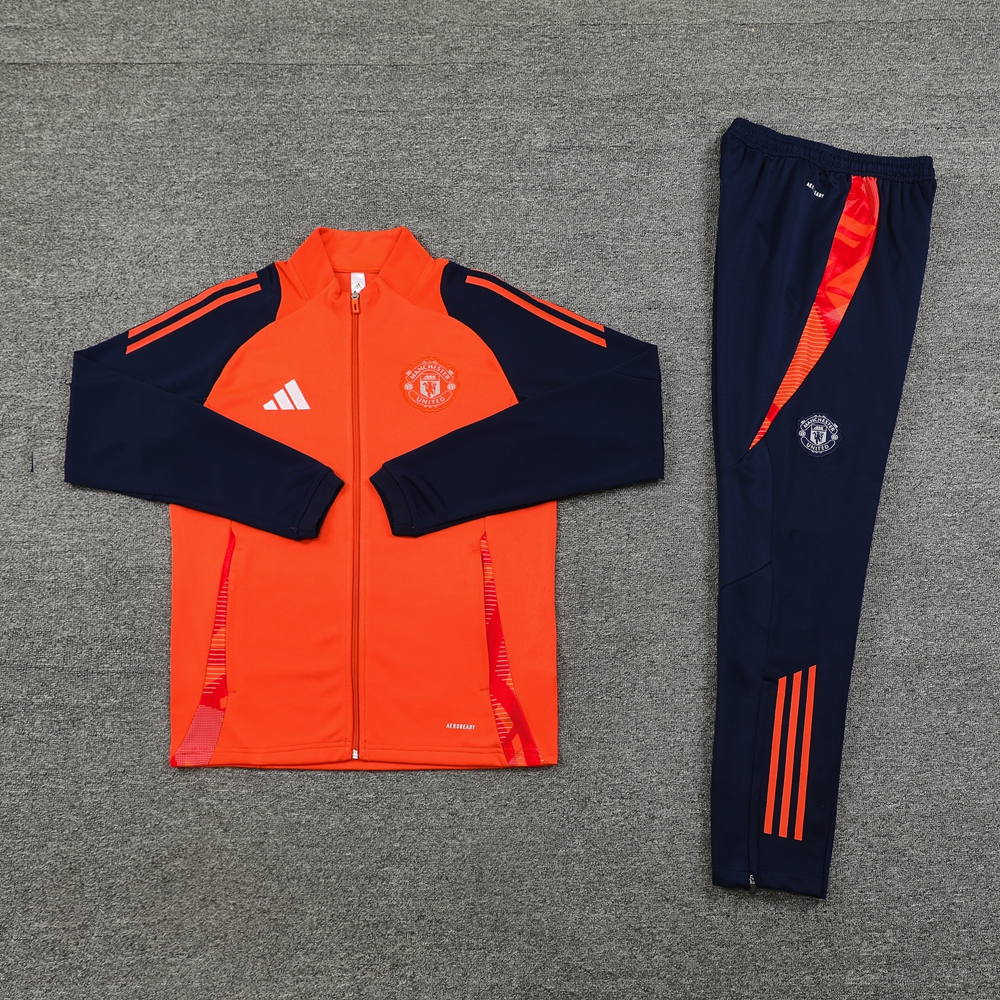 ManixJersey.com | Manchester United 24-25 Jacket Training Tracksuit - Orange -Customize Name, Number and Patch | Worldwide Shipping