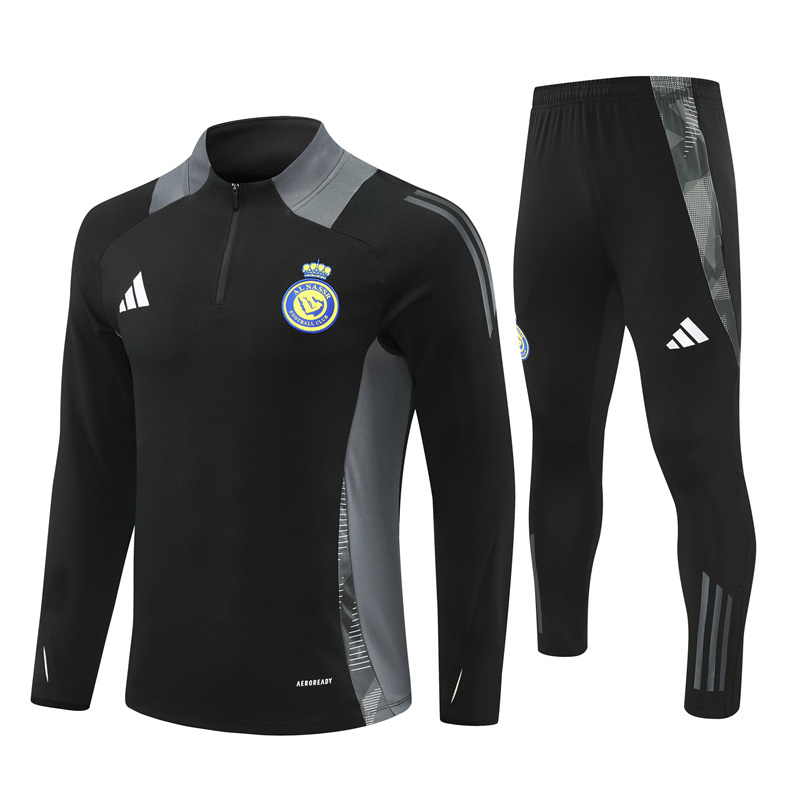 JerseysGala.com | Al Nassr Riyadh Victory 24-25 Long Sleeve Training Set - Black -Customize Name, Number and Patch | Worldwide Shipping