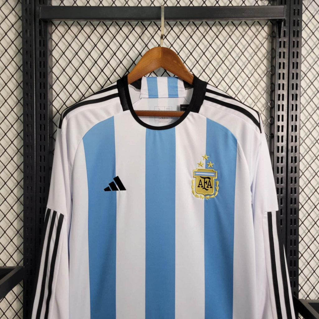 foot-Argentina 3 Stars 22-23 Home Long Sleeve Jersey - Fans Version