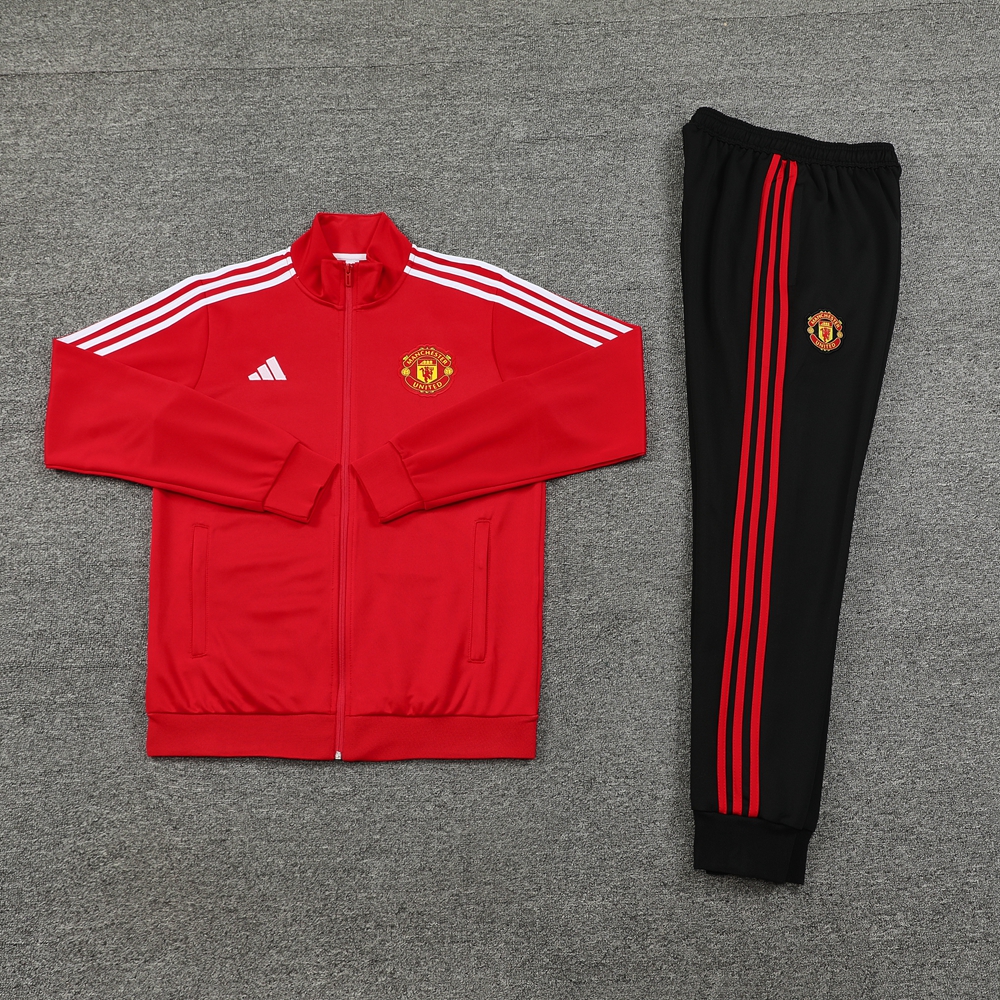 ManixJersey.com | Manchester United 24-25 Jacket Training Tracksuit - Red Top and Black Pants -Customize Name, Number and Patch | Worldwide Shipping