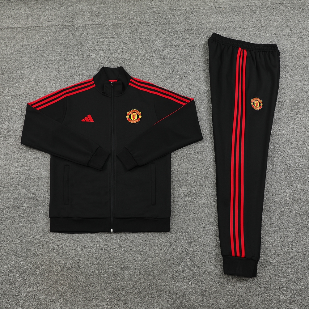 ManixJersey.com | Manchester United 24-25 Jacket Training Tracksuit - Black -Customize Name, Number and Patch | Worldwide Shipping