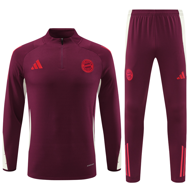 JerseysGala.com | Bayern Munich 24-25 Long Sleeve Training Set - Red -Customize Name, Number and Patch | Worldwide Shipping