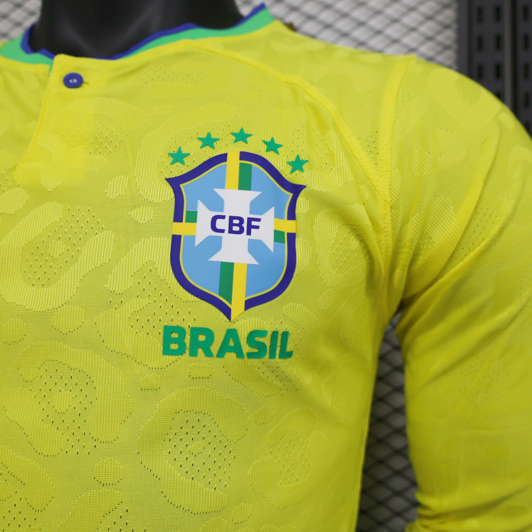 unitedfutballjersey-Brazil 22-23 Home Long Sleeve Jersey - Player Version