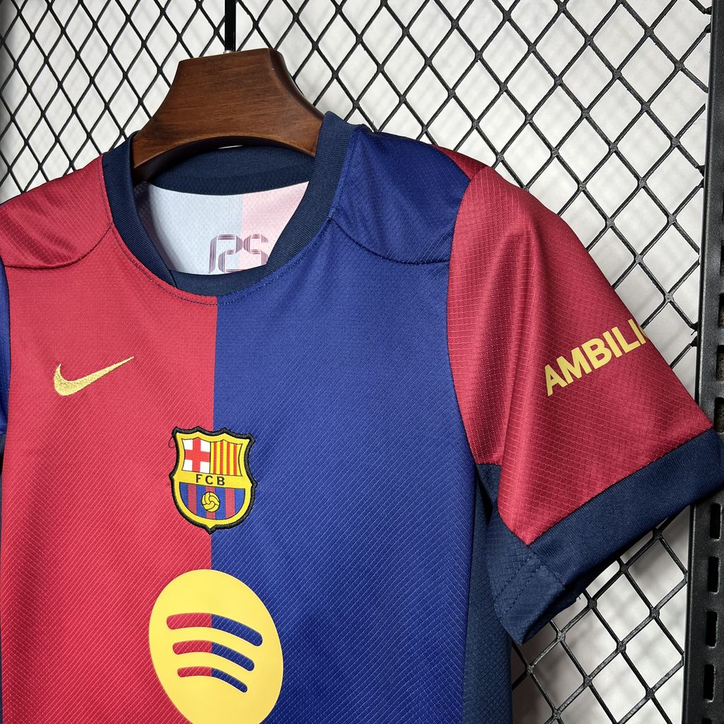 ManixJersey.com | Barcelona 24-25 Home Stadium Kids Kit with Big Logo -Customize Name, Number and Patch | Worldwide Shipping