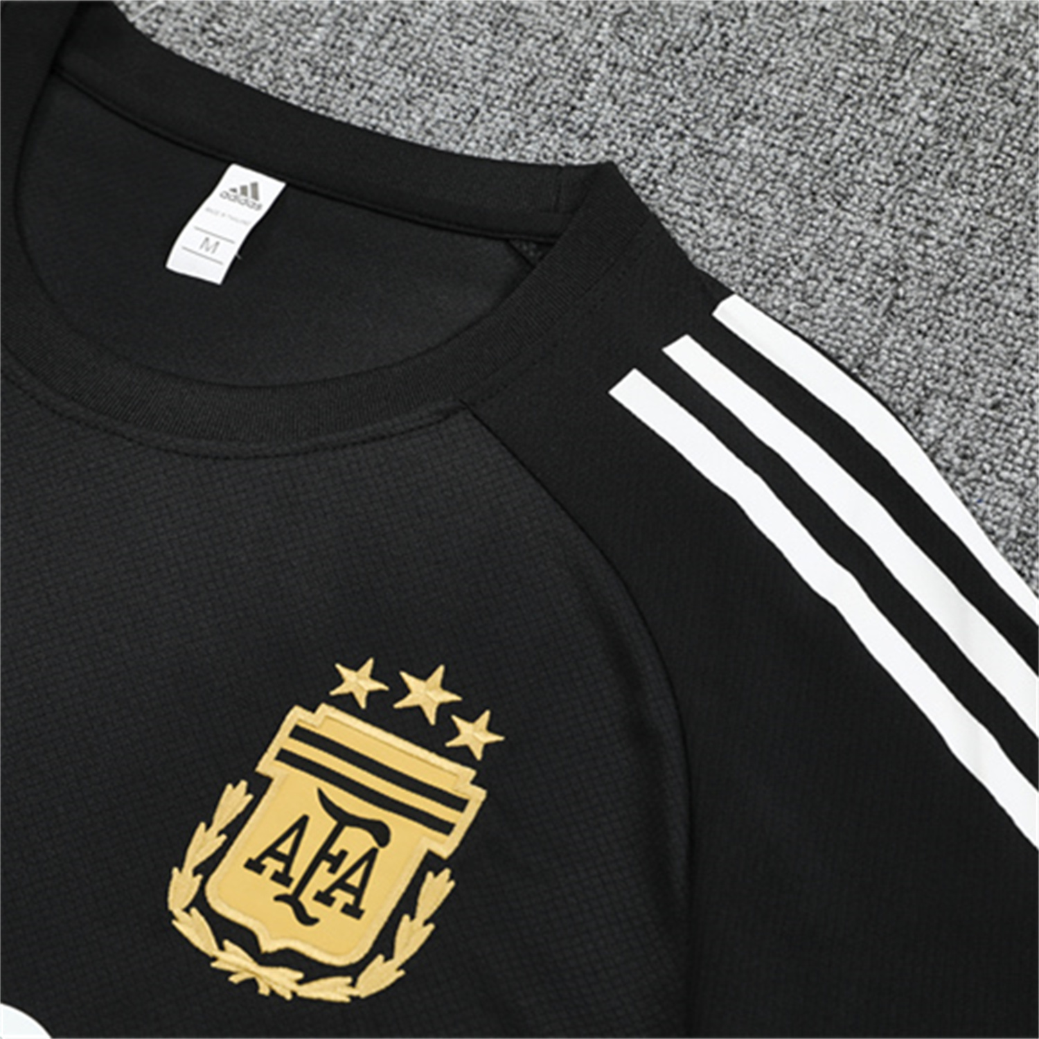 foot-Argentina 25-26 Kids Pre-Match Short-Sleeve Training Set - Black Top & Shorts