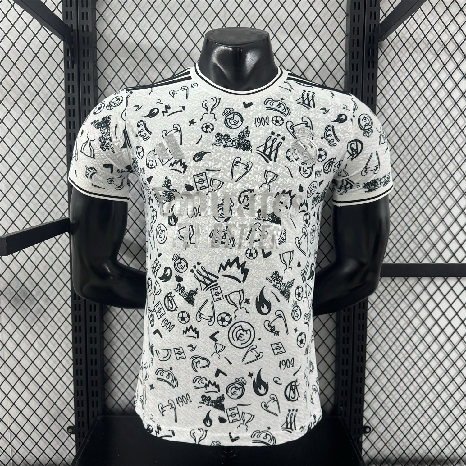 foot-Real Madrid 25-26 White Special Jersey with Black Emoji Icons - Player Version