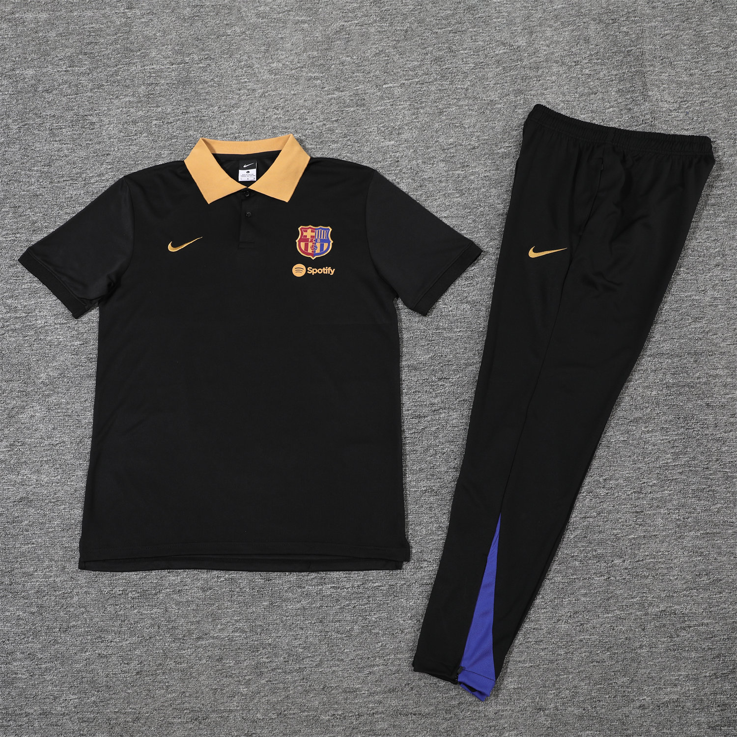 foot-Barcelona 25-26 POLO Short-Sleeve Training Set - Black Top and Pants