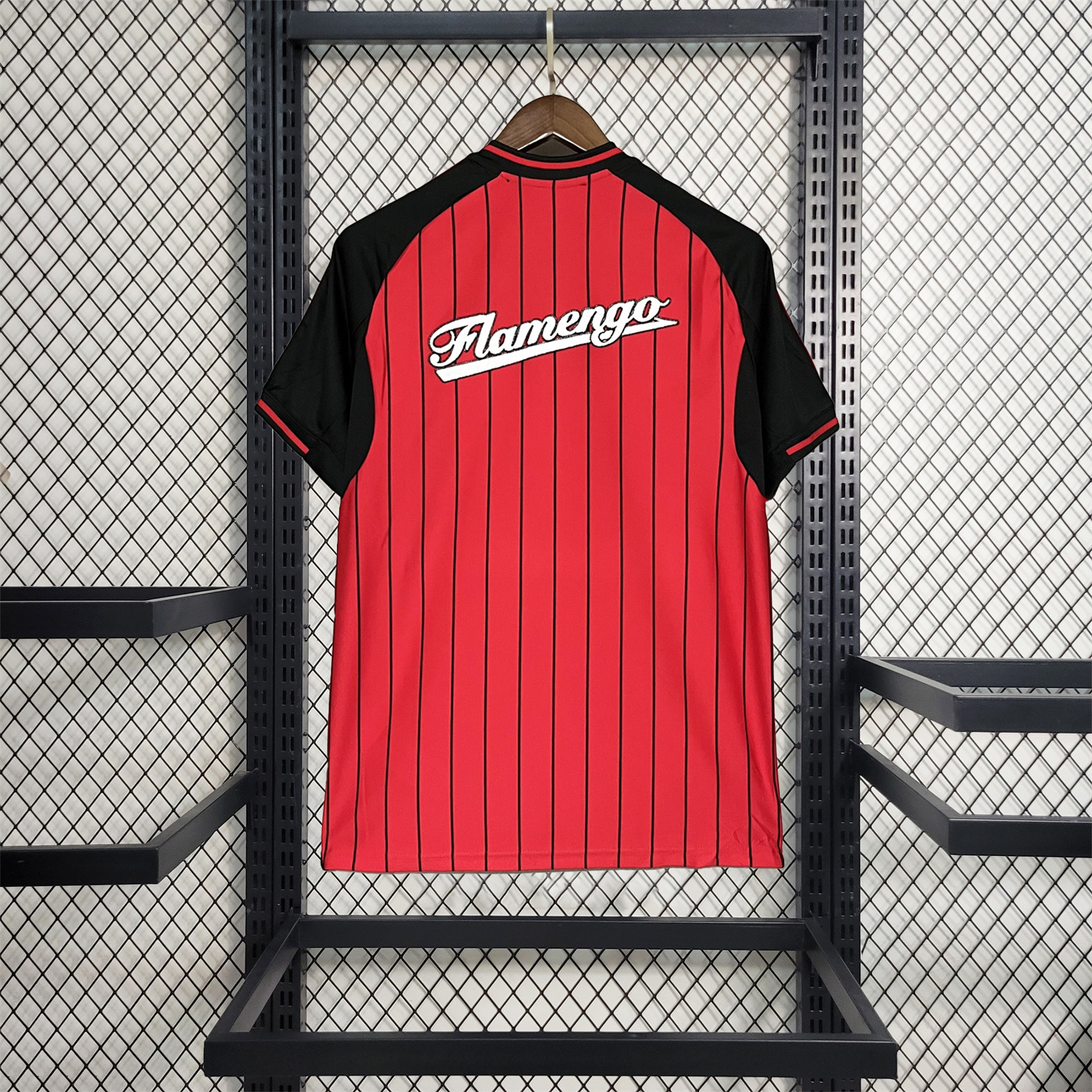 foot-Flamengo 25-26 Red Baseball Jersey with Black Stripes