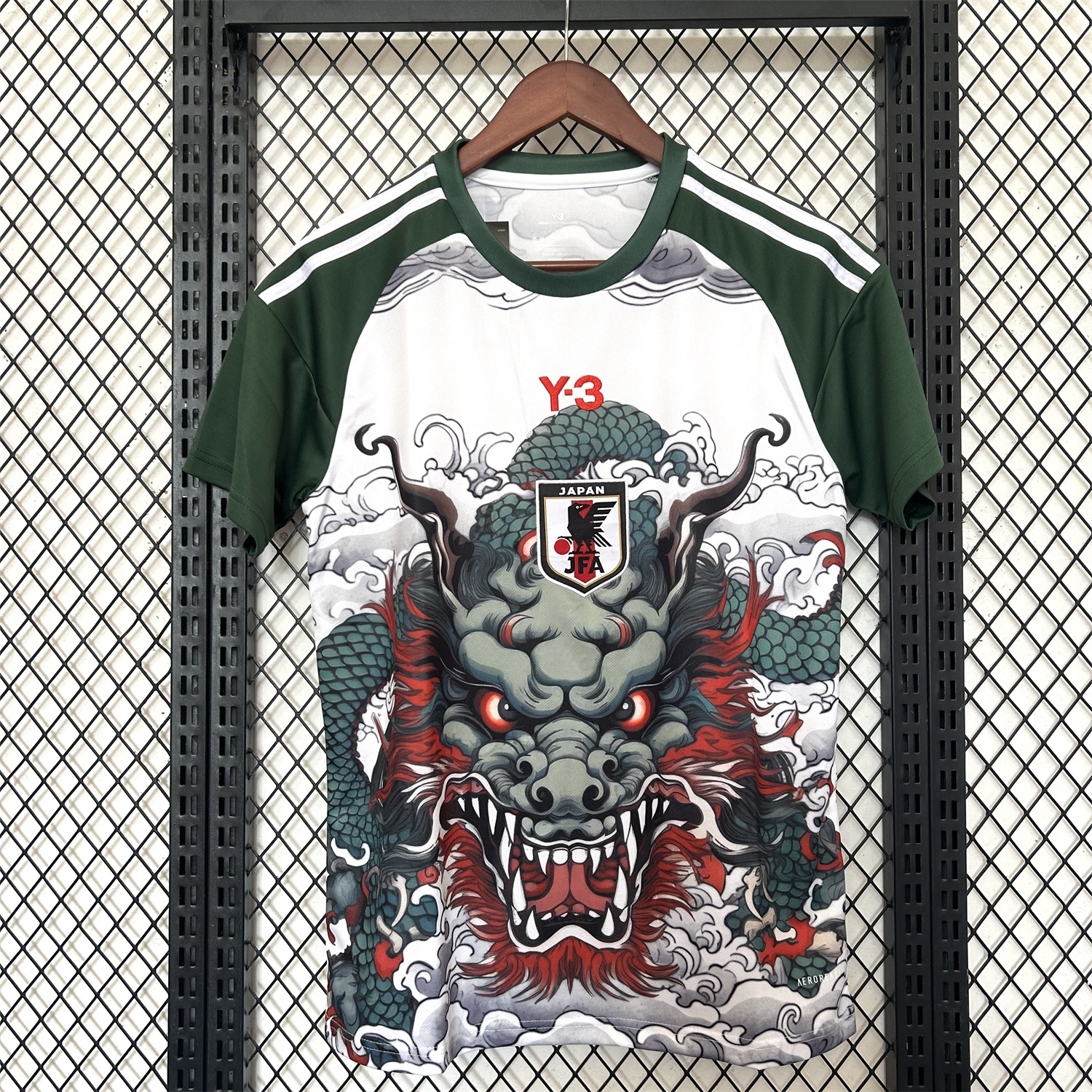 foot-Japan 25-26 Y3 Green Dragon Roar White Jersey - Fans Version