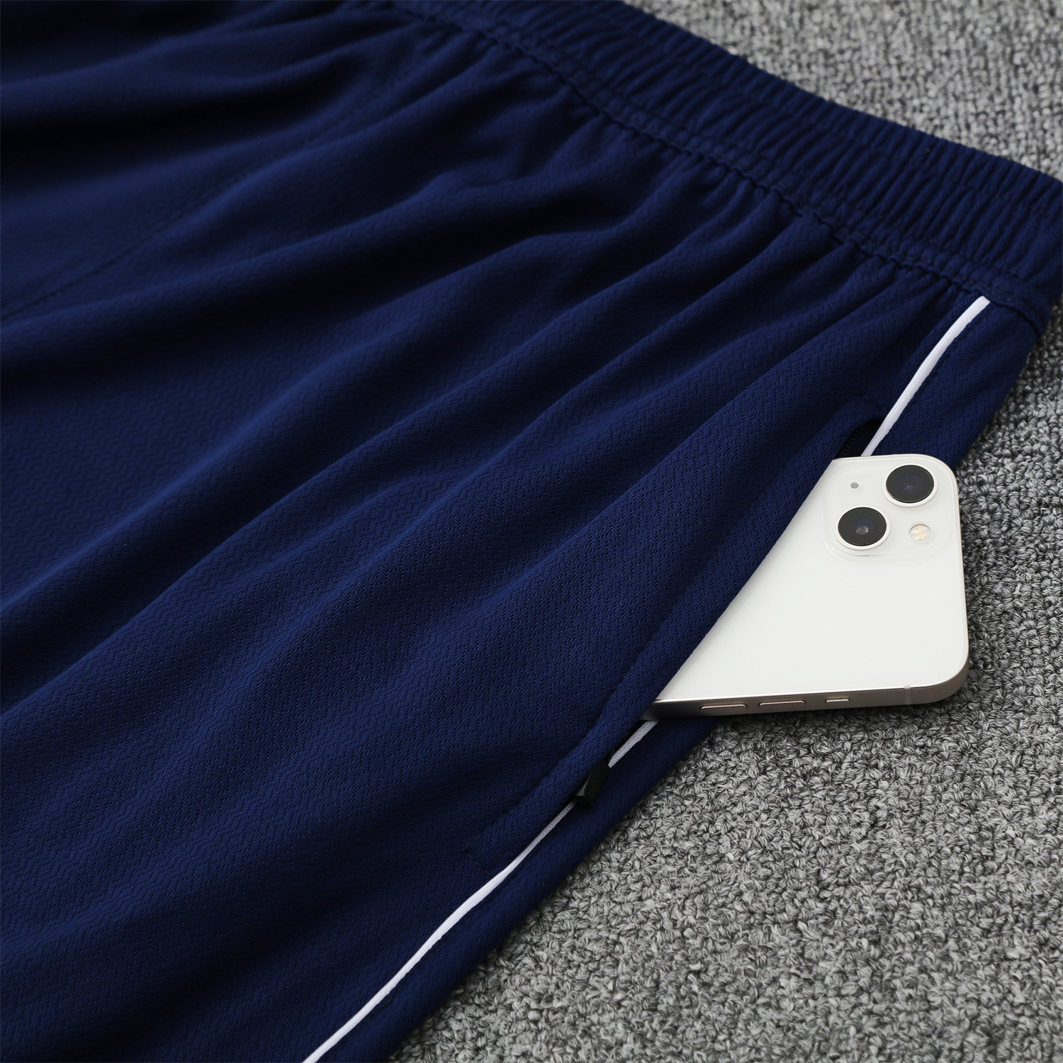 foot-Marseille 25-26 Short-Sleeve Training Set - White Top & Blue Shorts